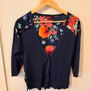 Merona Women's Dark Blue Floral Cardigan